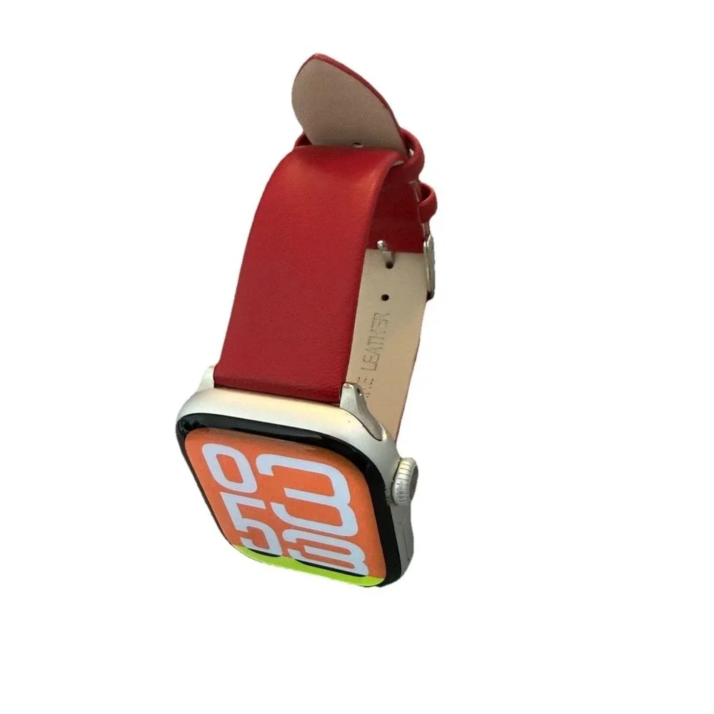 Unisex's Genuine Leather Smartwatch Watch Band Red Size 38-40 MM New